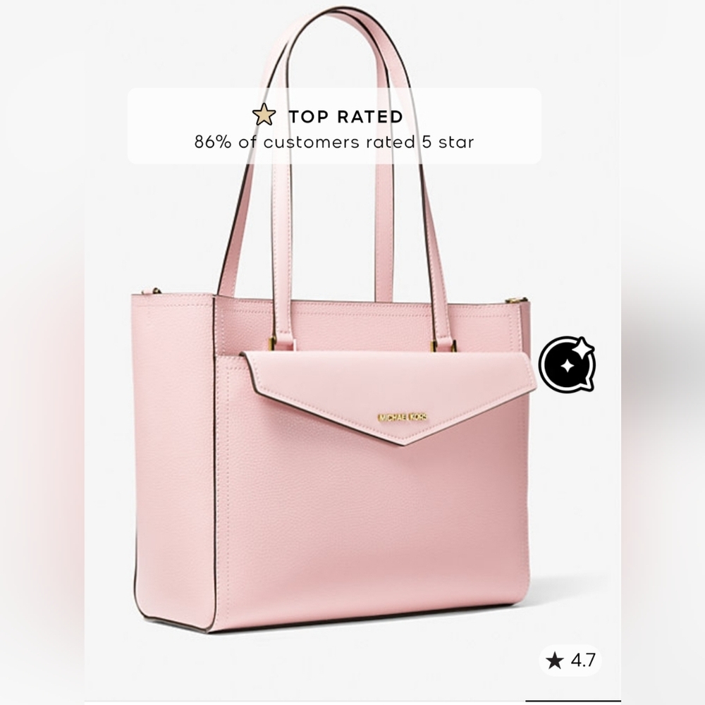 Michael Kors Maisie Large Pebbled Leather 3 In 1 Tote Bag. Powder Blush Color